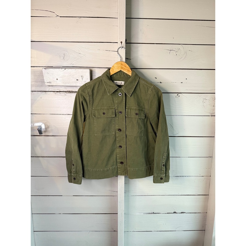 Madewell Olive Green Military Chore Utility Jacket Women Small Pleated Back